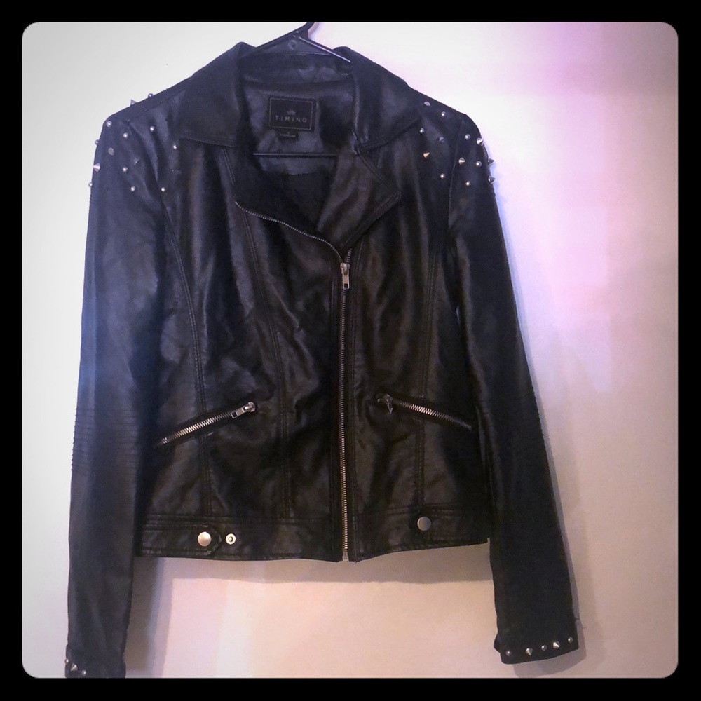 Black studded leather jacket